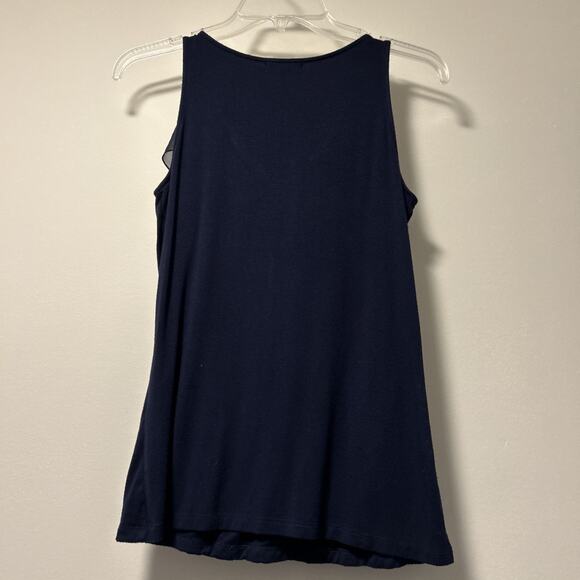 Cache Top womens size XS sleeveless black Jersey Chiffon Waterfall Ruffle Witchy - Picture 4 of 8